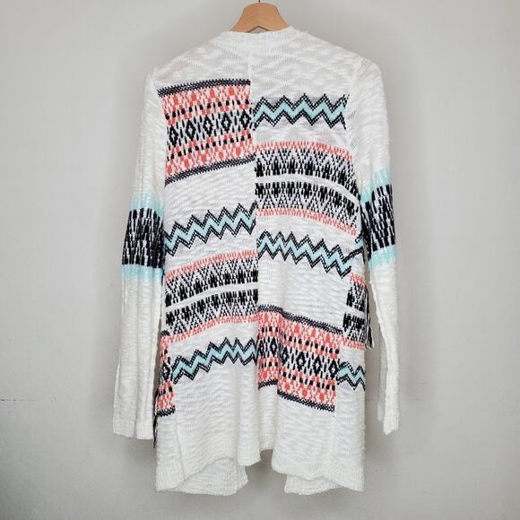 Pink Rose Bohemian Ethnic Cardigan Duster Sweater Size L - Picture 7 of 8